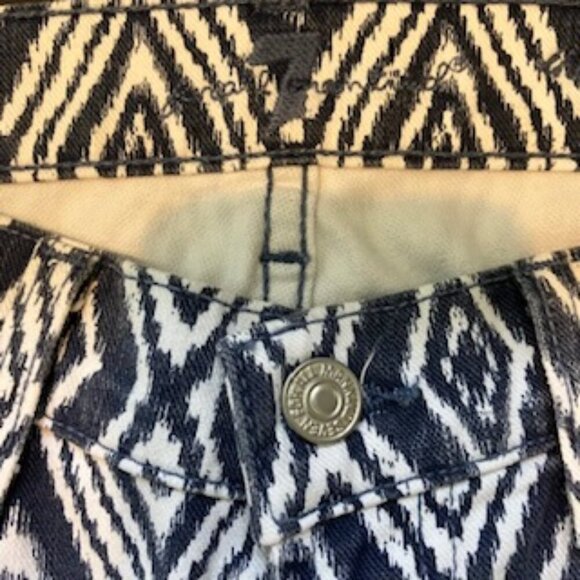 7 For All Mankind Cropped Skinny Graphic print Jeans Size 27 - Picture 3 of 6